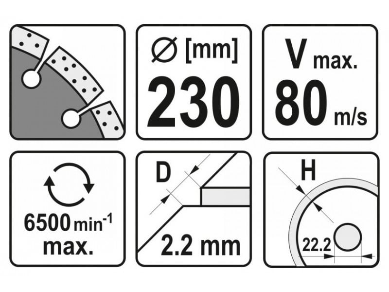 YATO Disc de tăiere diamantat 230 x 2,2 x 10 x 22,2 mm segmentat