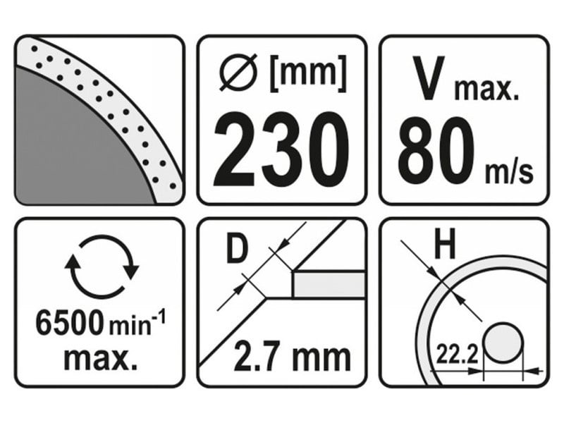 YATO Disc de tăiere diamantat 230 x 2,7 x 5,3 x 22,2 mm continuu - 2 | YEO