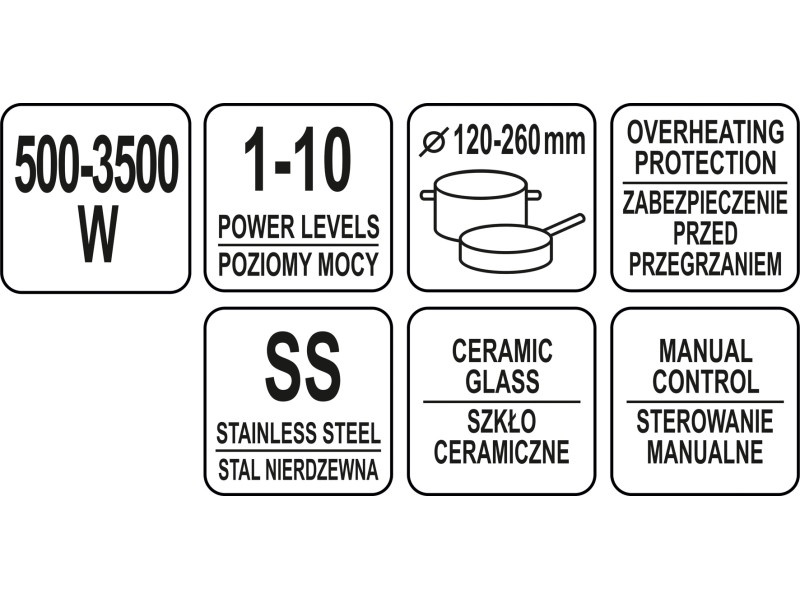 YATO GASTRO Plită de masă cu inducție 500-3500 W