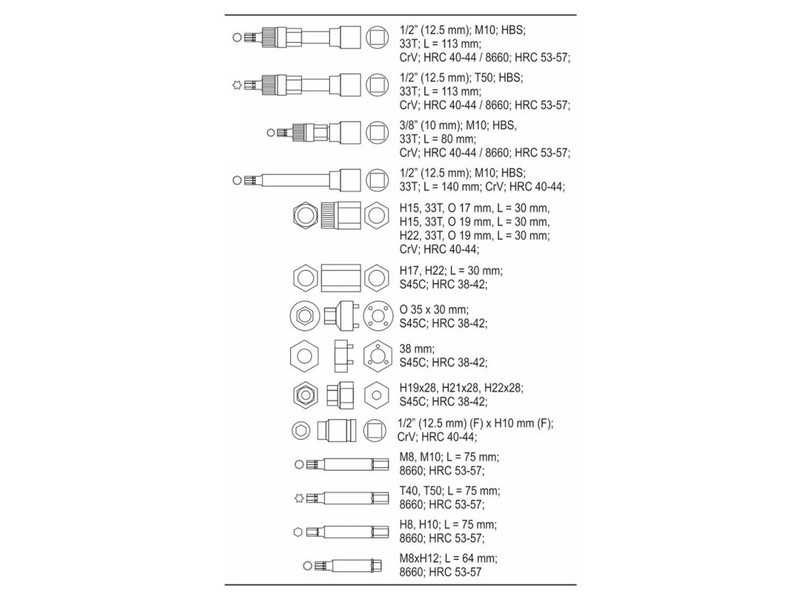 YATO Kit de reparații pentru generator 22 piese 1/2" CrV