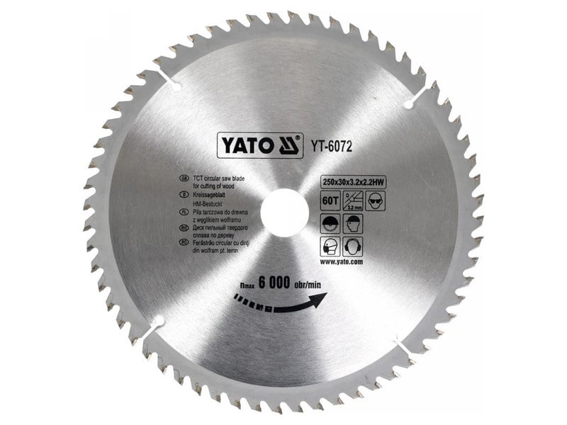 YATO Lamă de ferăstrău pentru lemn 250 x 30 x 2,2 mm / 60T