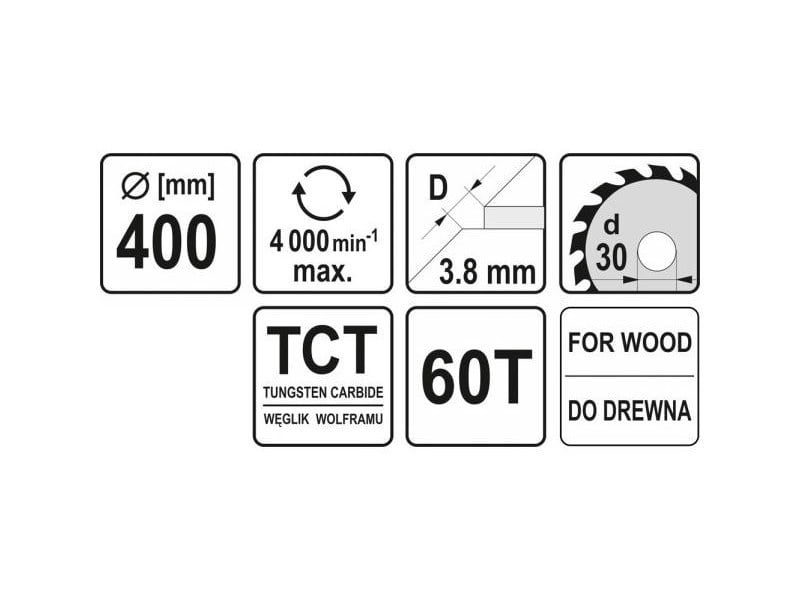 YATO Lamă de ferăstrău pentru lemn 400 x 30 x 2,8 mm / 60T - 1 | YEO