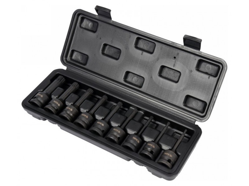 YATO Mașină set de mufe cu bit lung 9 piese Spline 1/2" M4-M16 CrMo - 1 | YEO