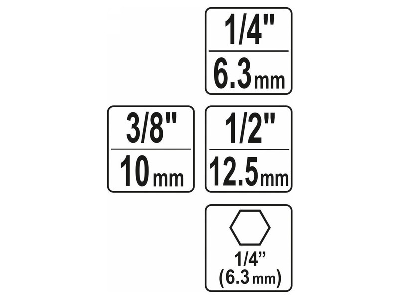 YATO set adaptor soclu 3 piese 1/4" Hex -> 1/4", 3/8", 1/2" pătrat - 3 | YEO