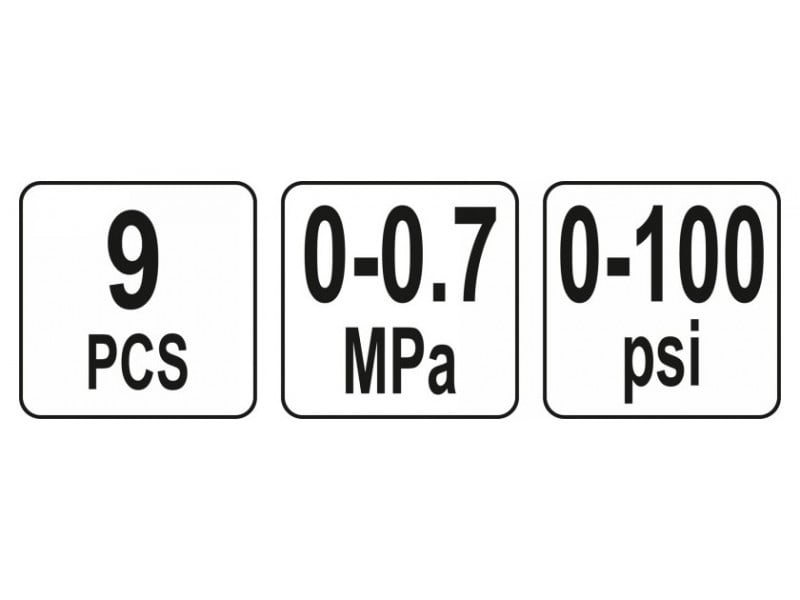 YATO Set manometre injecție combustibil 9 piese 7 bar