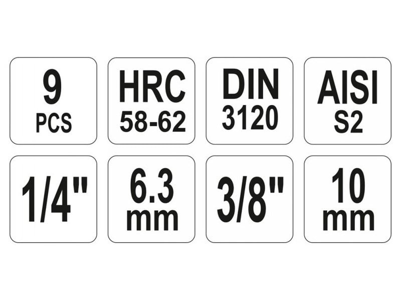 YATO Set mufe 9 piese Imbus 1/4", 3/8" CrV