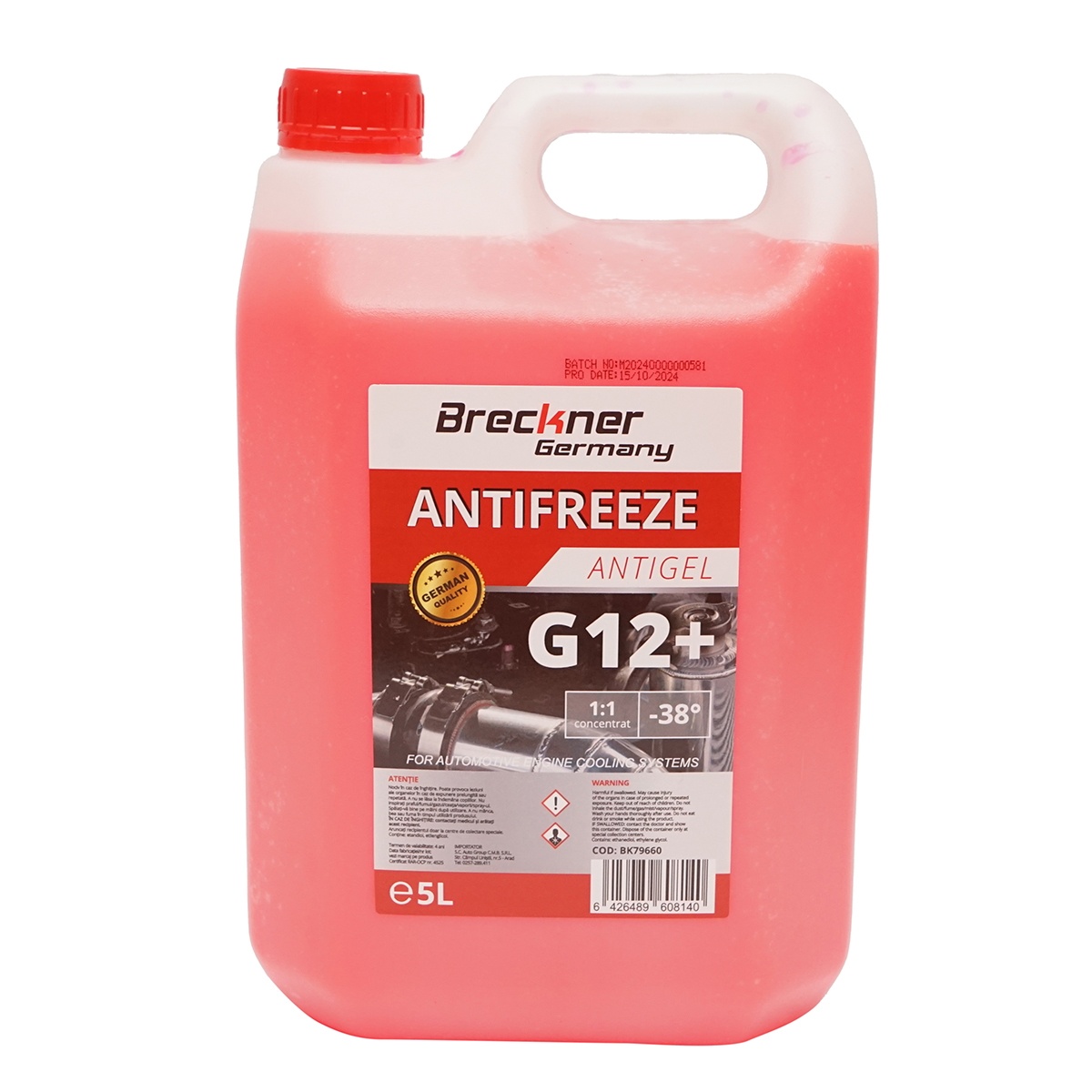 Antigel G12+ rosu/roz -38 grade 5L, Cod: BK79660, Brand: BRECKNER GERMANY