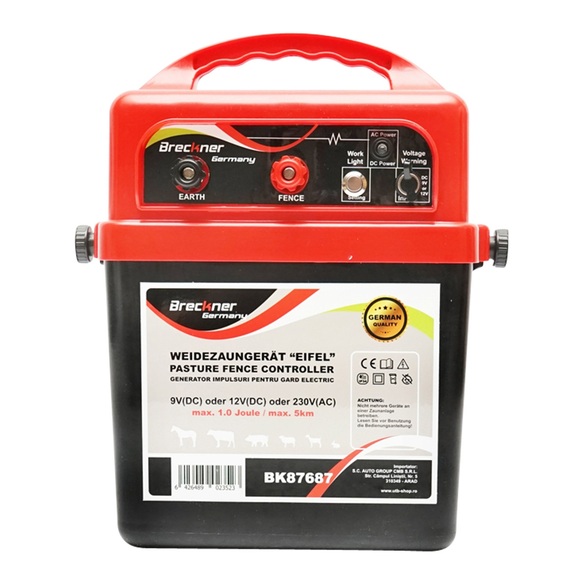 Aparat generator de impulsuri 9-12V sau 220V, 1 Joule, 5km pentru gard electric, Cod: BK87687, Brand: BRECKNER GERMANY - 1 | YEO