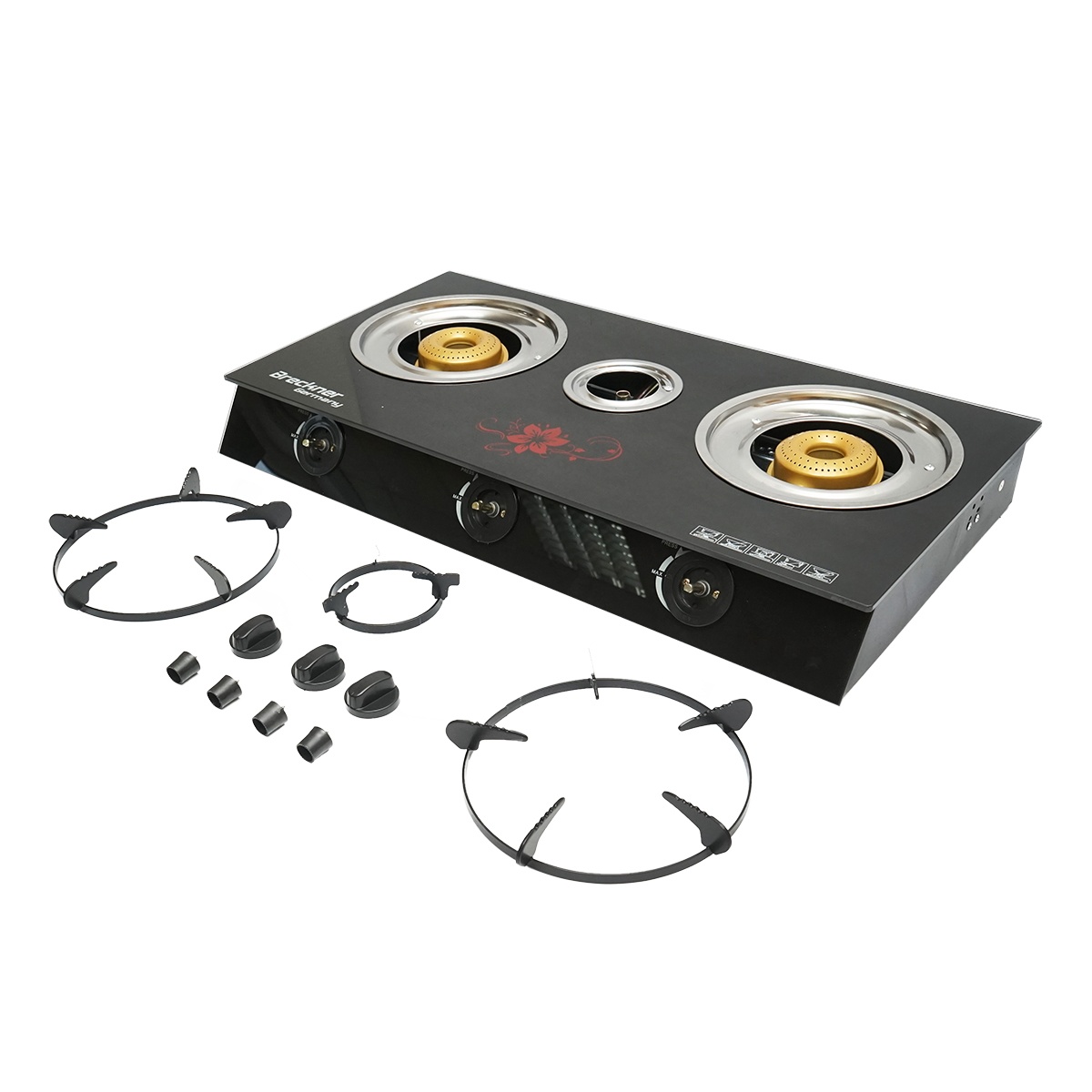 Aragaz, plita cu 3 arzatoare metalice 2.5KW, sticla securizata 700x380x94mm , Cod: BK78957, Marca: BRECKNER GERMANY - 1 | YEO