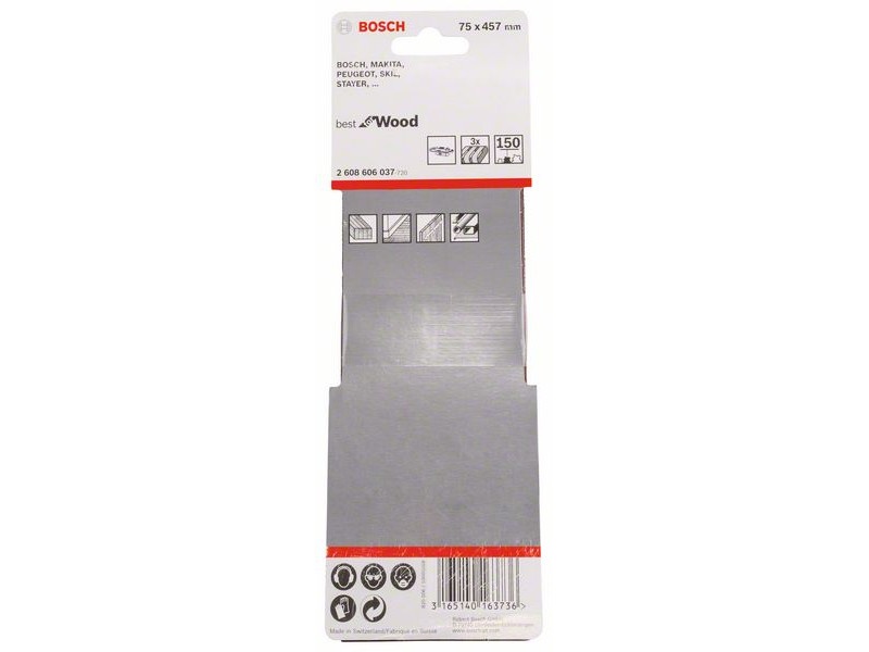 BOSCH Bandă de șlefuit 75 x 457 mm / P150 (3 buc)