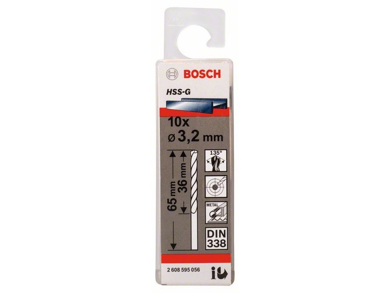 BOSCH Burghie 3,2 x 65/36 mm 135° HSS-G DIN 338 (10 buc) - 1 | YEO