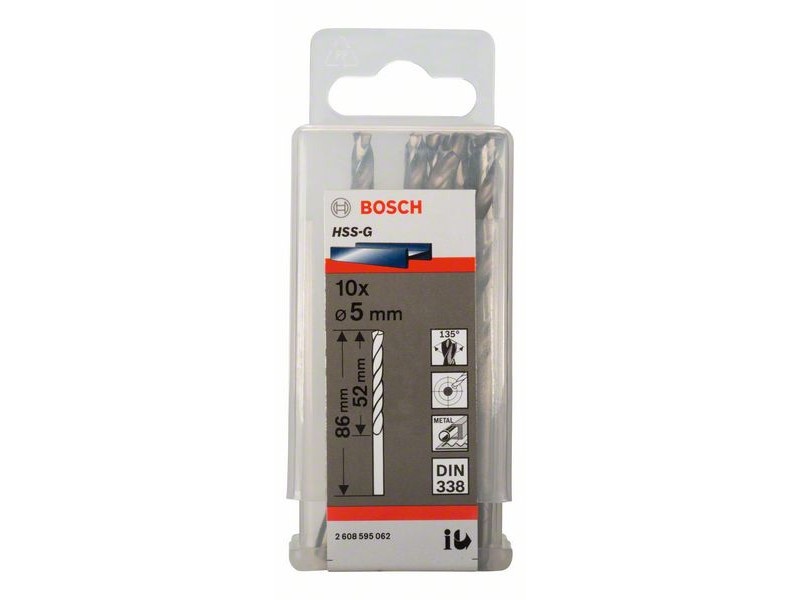 BOSCH Burghie 5,0 x 86/52 mm 135° HSS-G DIN 338 (10 buc) - 1 | YEO