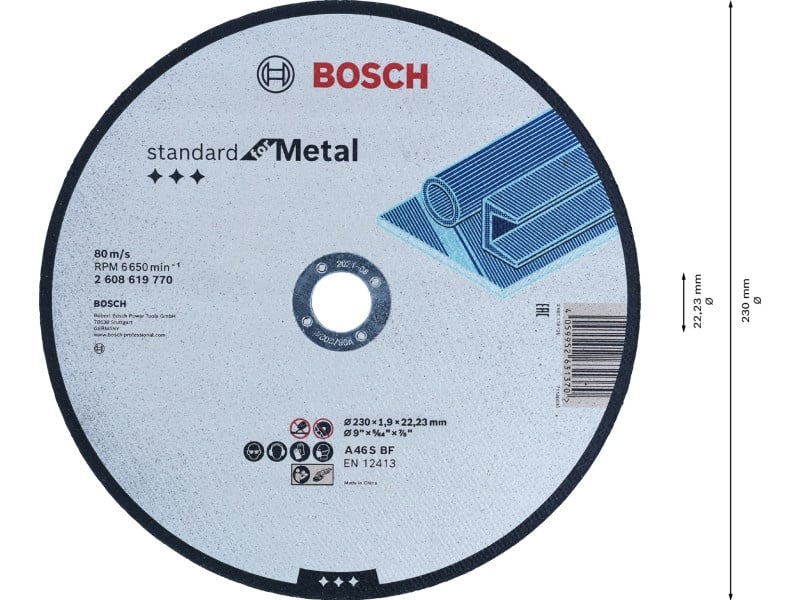 BOSCH Disc de tăiat pentru metal 230 x 1,9 x 22,2 mm A 46 S BF