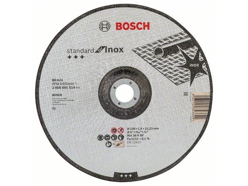 BOSCH Disc de tăiere pentru metal 230 x 1,9 x 22,2 mm Standard pentru Inox curbat WA 36 R BF