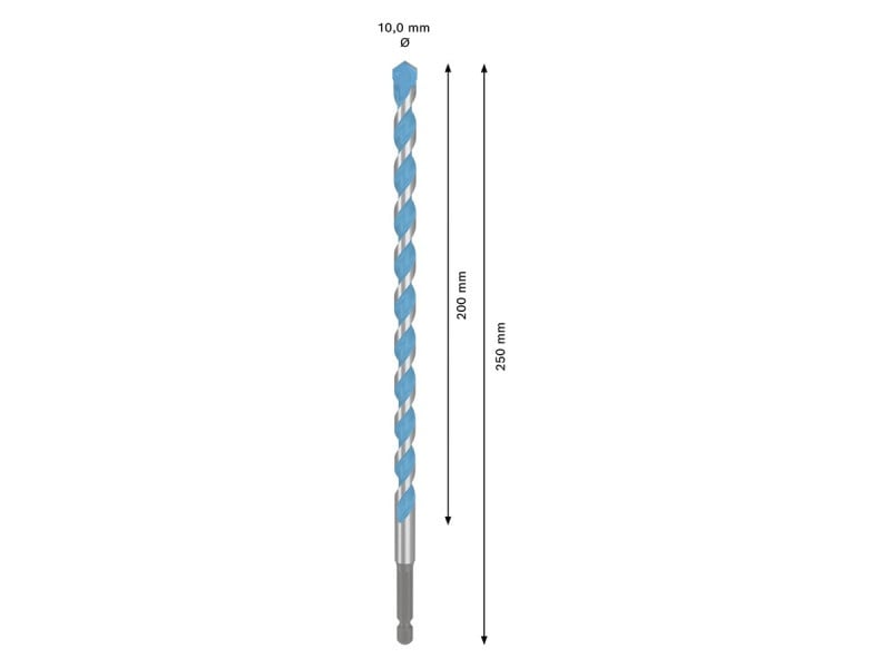 BOSCH EXPERT HEX-9 Burghiu universal 10,0 x 200/250 mm cu prindere burghiu 1/4"