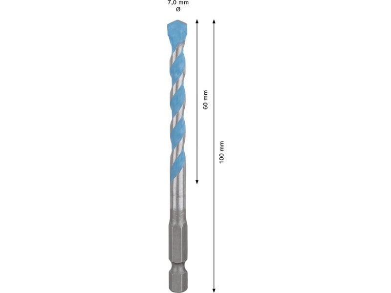 BOSCH EXPERT HEX-9 Burghiu universal 7,0 x 60/100 mm cu prindere burghiu 1/4"