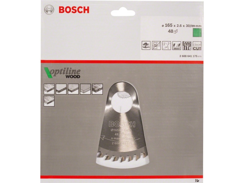 BOSCH Lamă de ferăstrău pentru lemn 165 x 30/20 x 2,6 mm / 48T Optiline Wood ATB - 1 | YEO