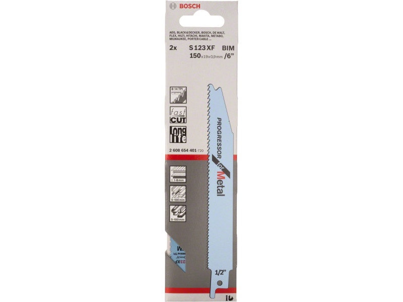 BOSCH Pânză de ferăstrău sabie pentru metal S 123 XF 150 mm / 8-18TPI bimetal progresor pentru metal (2 buc)