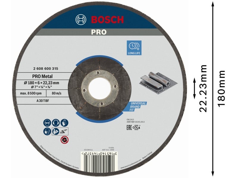 BOSCH PRO Disc de curățare pentru metal 180 x 6,0 x 22,2 mm A 30 T BF (oSa) - 1 | YEO