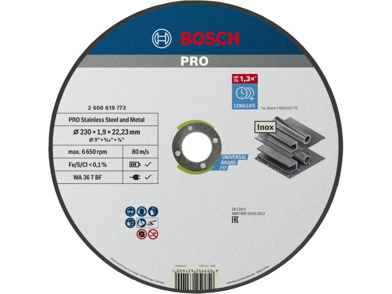 BOSCH PRO Disc de tăiere inox/metal 230 x 1,9 x 22,2 mm WA 36T BF