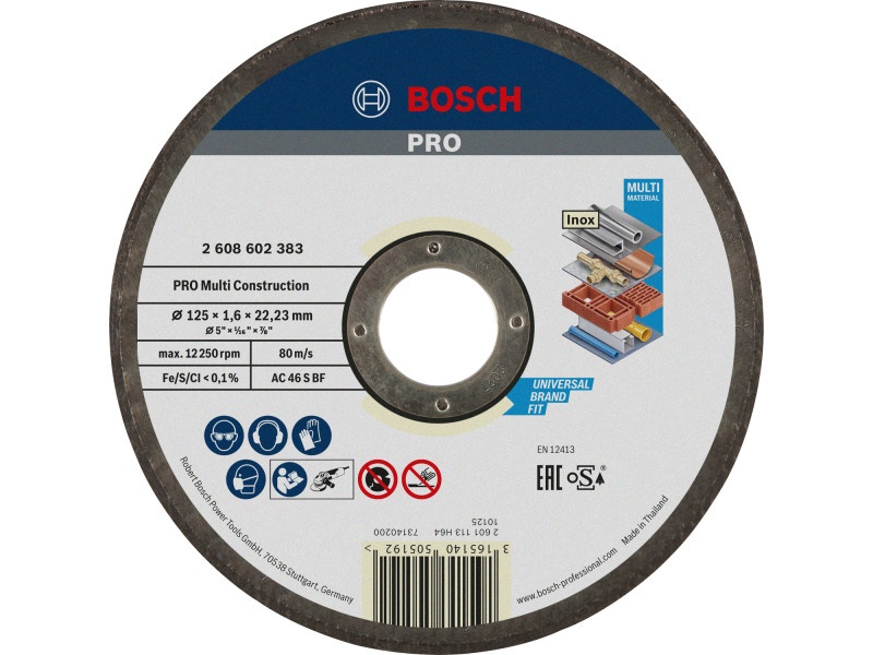 BOSCH PRO Disc de tăiere Multi Material 125 x 1,6 x 22,2 mm AC 46 S BF (oSa)