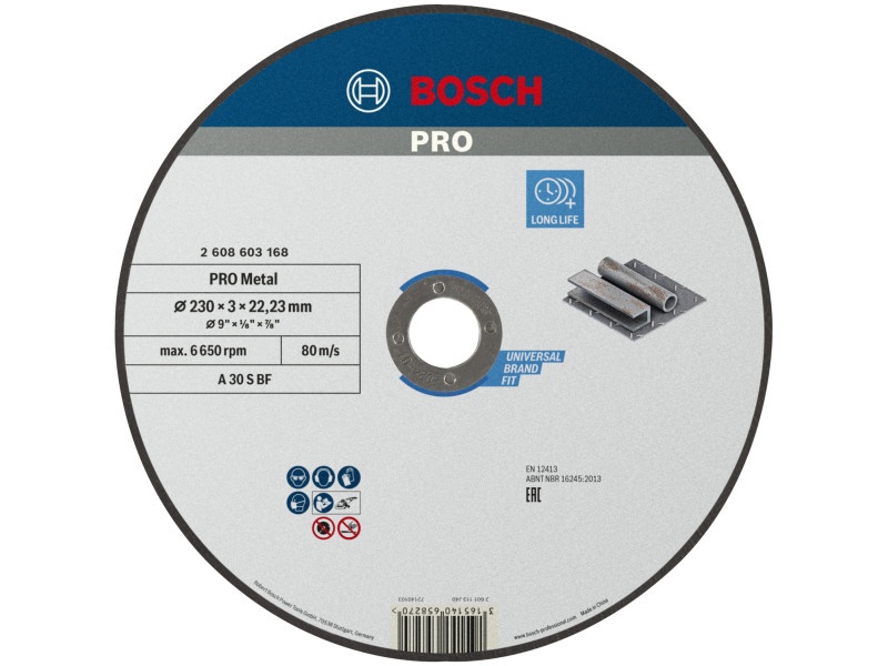 BOSCH PRO Disc de tăiere pentru metal 230 x 3,0 x 22,2 mm A 30 S BF