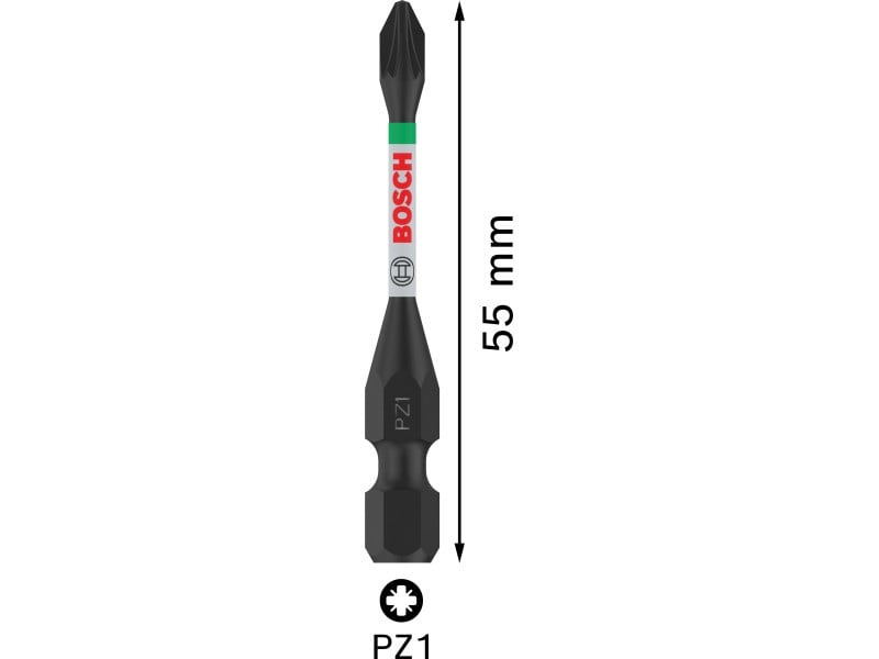 BOSCH PRO Impact bit PZ1 x 55 mm 1/4" Hex (2 buc)