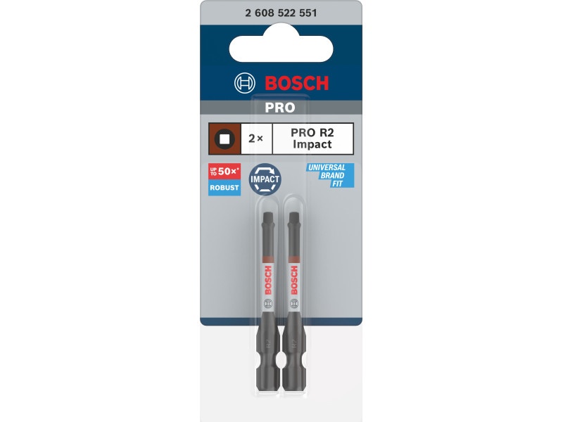 BOSCH PRO Impact bit tip R2 x 55 mm 1/4" Hex Robertson (2 buc) - 2 | YEO