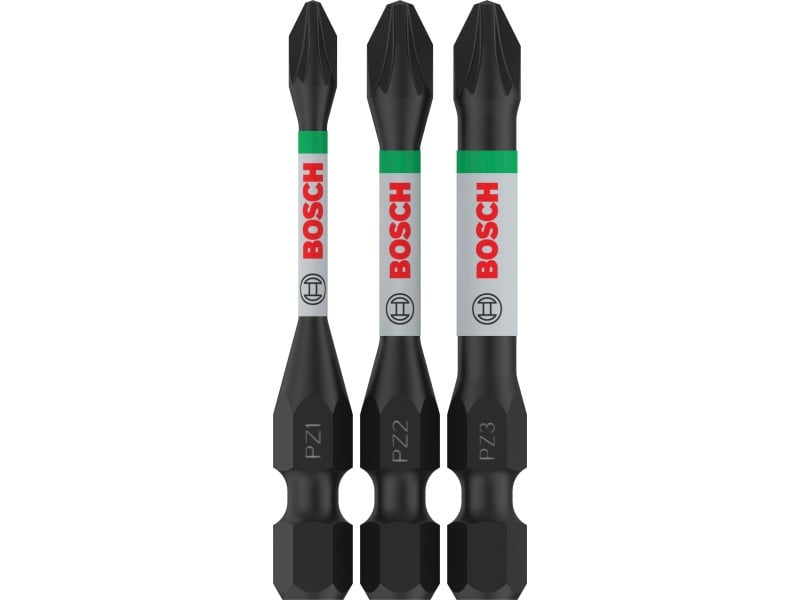 BOSCH PRO Set de vârfuri de impact 3 piese PZ1 / PZ2 / PZ3 x 55 mm 1/4" Hex