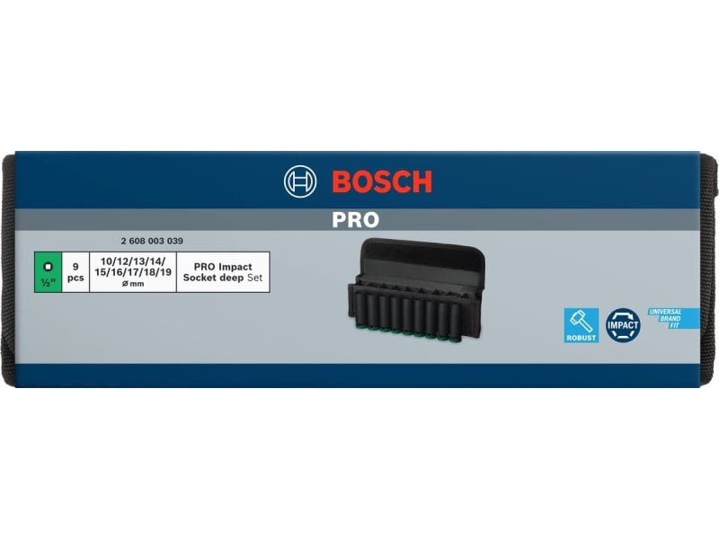 BOSCH PRO Set lung de prize 9 piese 1/2" 10-19 mm CrMo