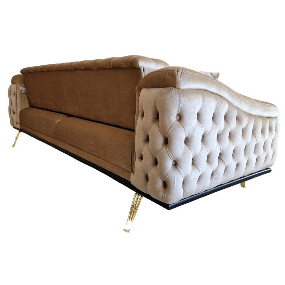 Canapea Extensibila Cavalli, 240x95x80cm, 3 locuri, baby Face V-04 Beige, Glasspandoor - 2 | YEO