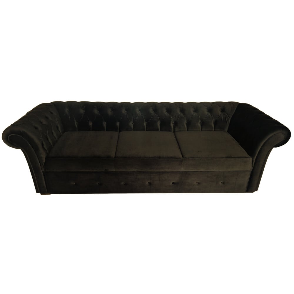 Canapea Extensibila Chesterfield, 250x100x75cm, 3 locuri, Velutto 06 Espresso, Glasspandoor