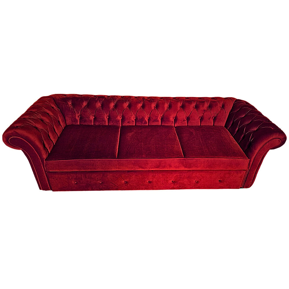 Canapea Extensibila Chesterfield, 250x100x75cm, 3 locuri, Velutto 07 Dark Red, Glasspandoor - 2 | YEO