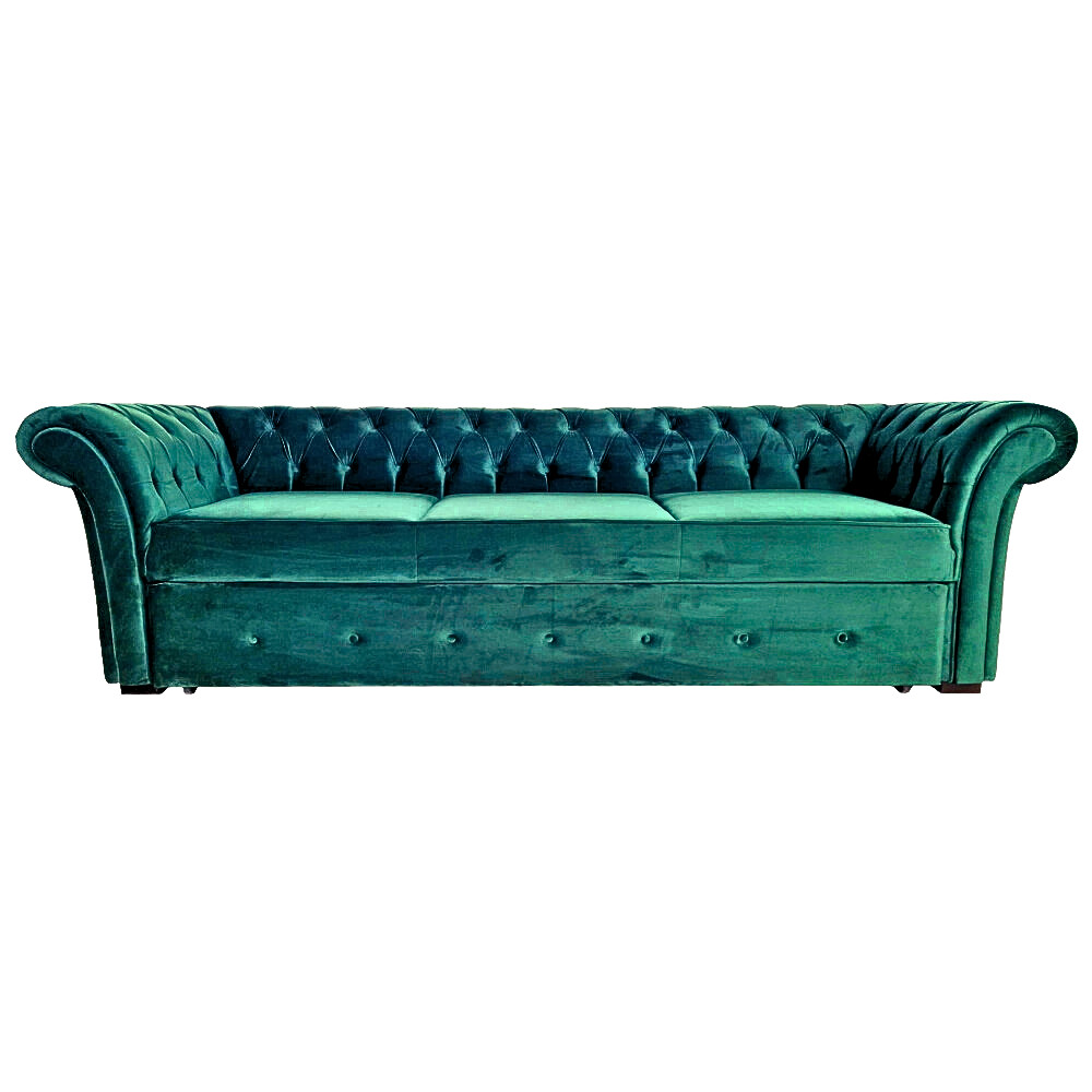 Canapea Extensibila Chesterfield, 250x100x75cm, 3 locuri, Velutto 13 Mint, Glasspandoor - 3 | YEO