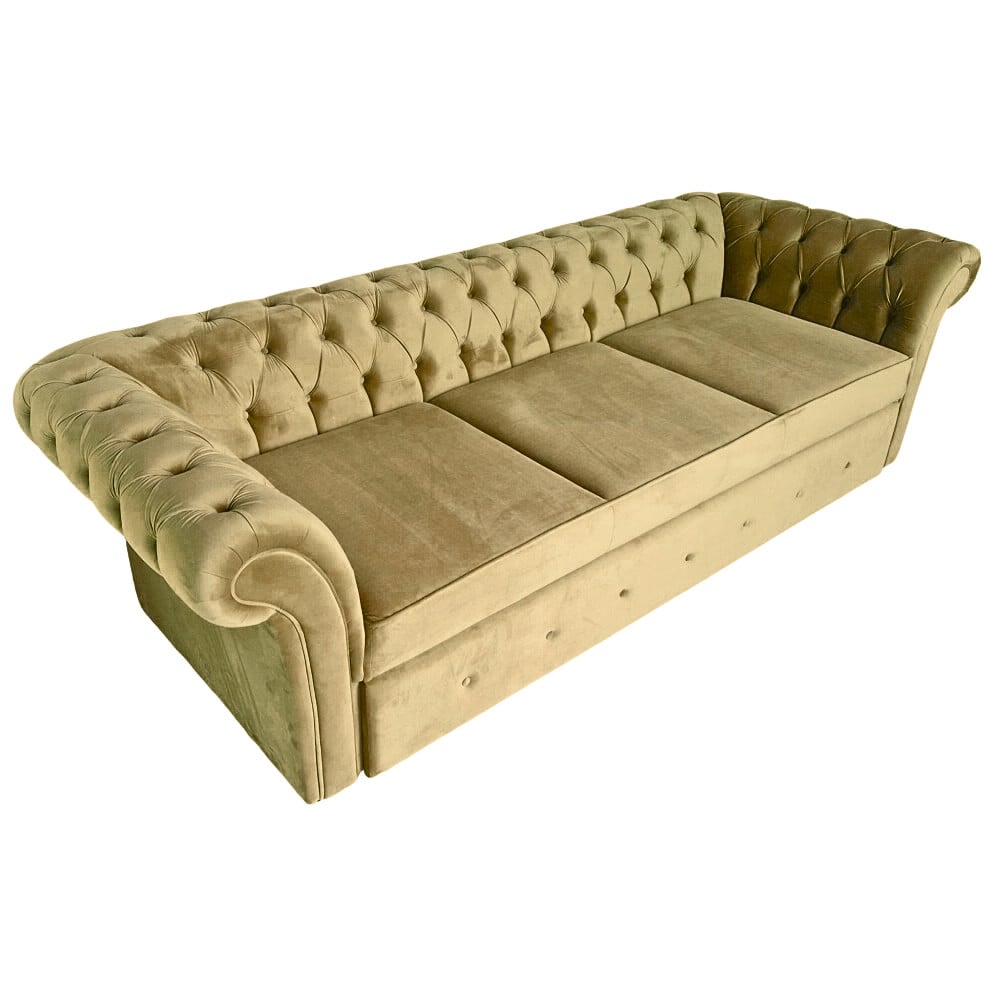 Canapea Extensibila Chesterfield, 250x100x75cm, 3 locuri, Velutto 31 Teak, Glasspandoor