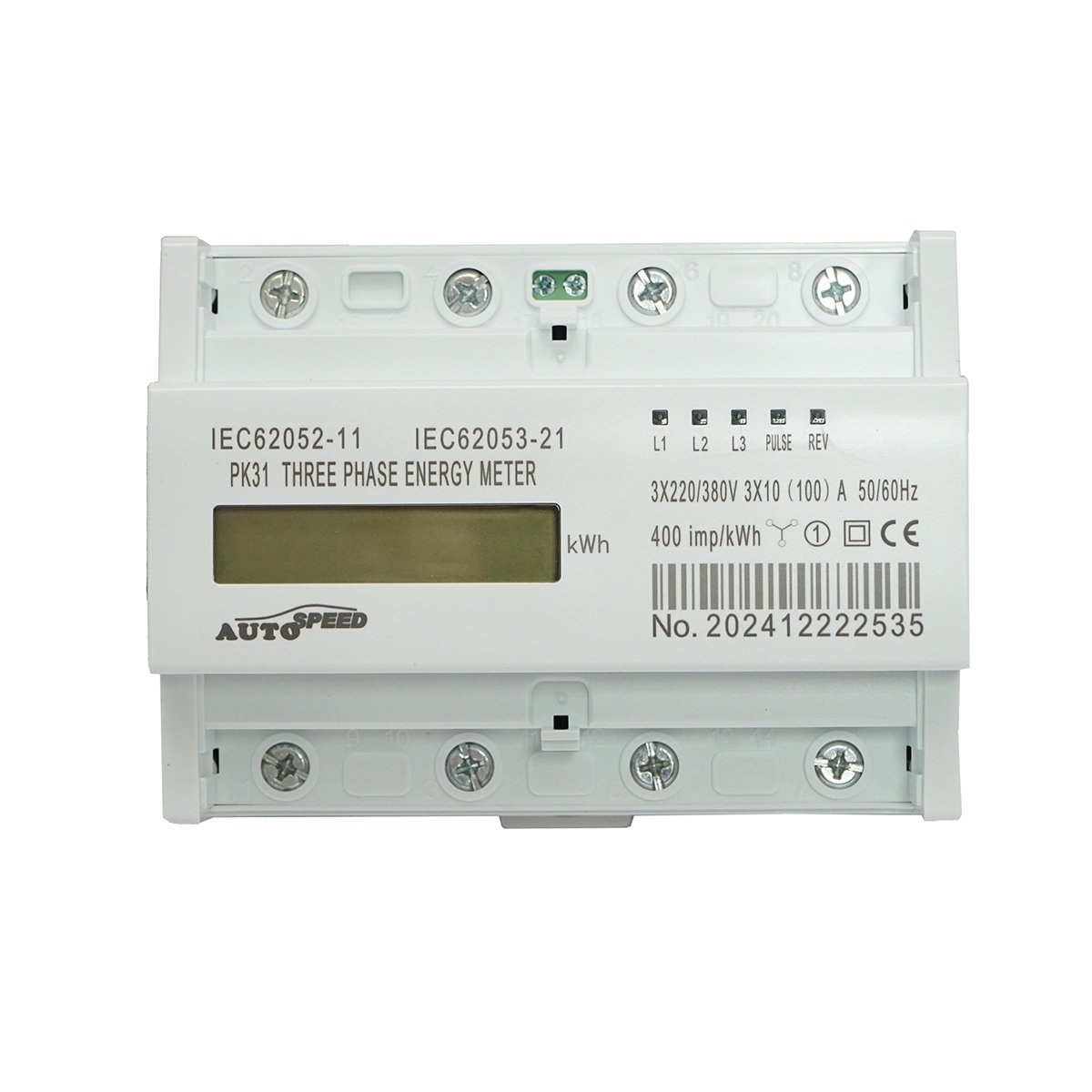 Contor, smart-meter digital trifazic 380 VAC, 3x100A, sina DIN 7 modul MF0028-02816, Cod: DISPK31, Marca: AUTOSPEED