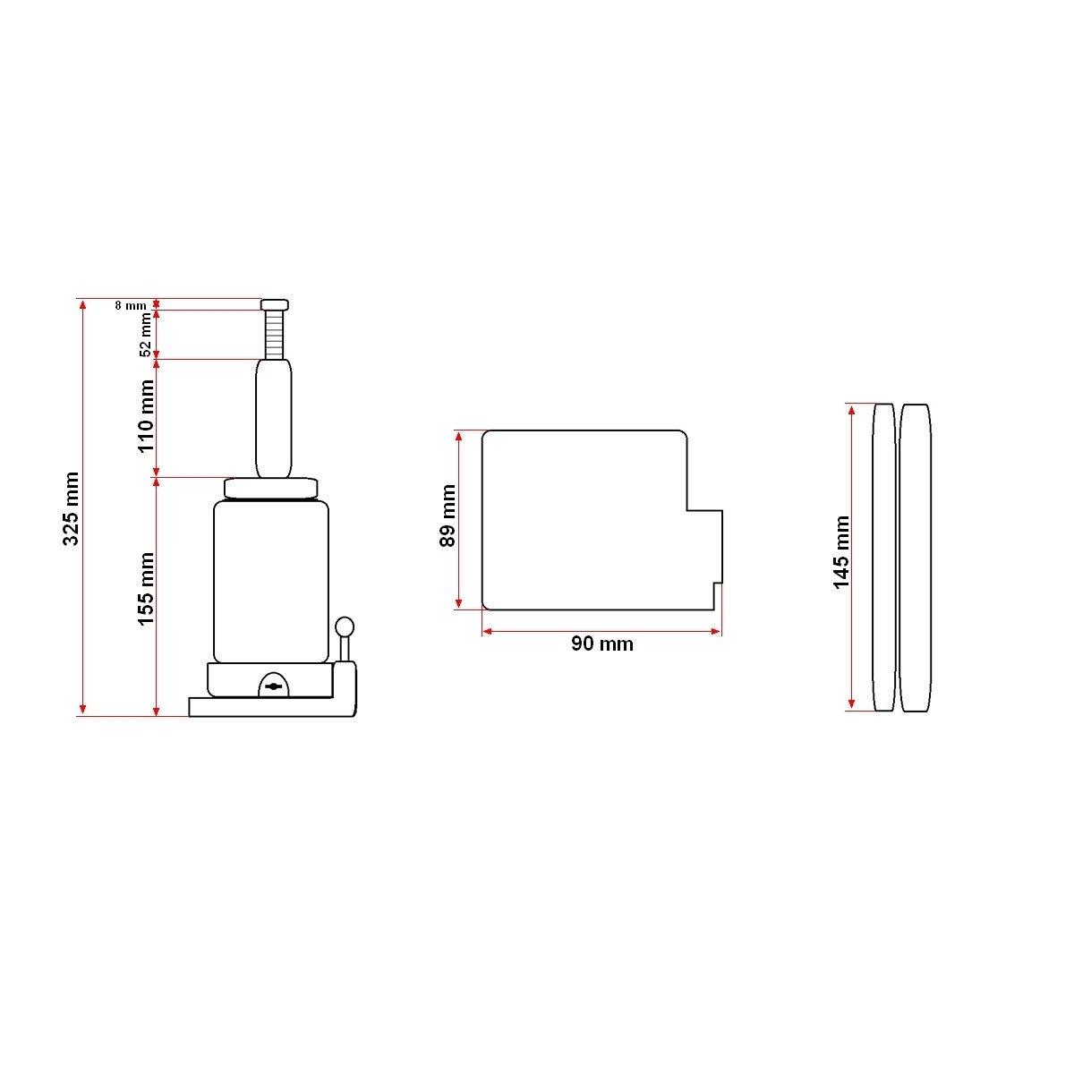 Cric hidraulic 3 tone 163 mm, Cod: DISCRH3, Brand: BRECKNER GERMANY