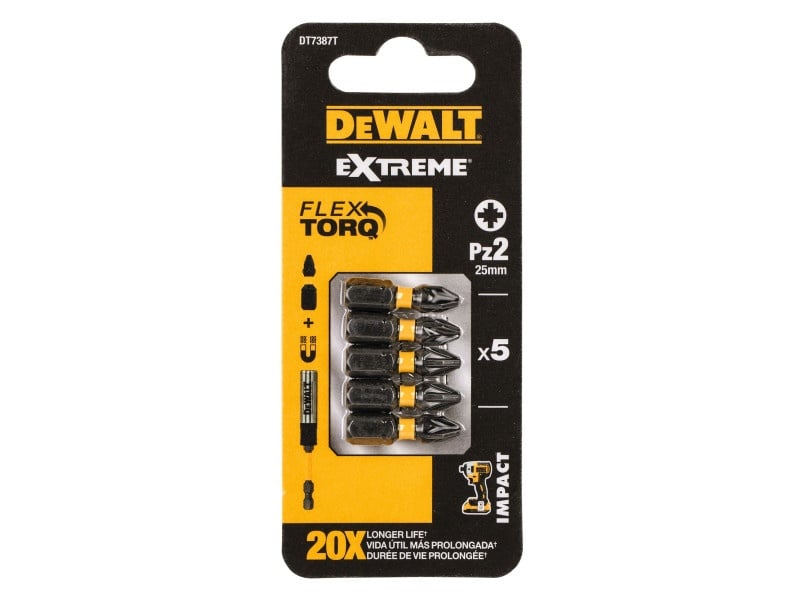 DEWALT Extreme Impact vârf bit PZ2 x 25 mm (5 buc)