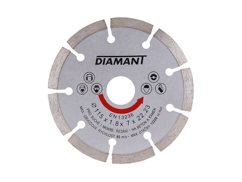 DIAMANT Disc de tăiere diamantat 115 x 1,8 x 7,0 x 22,2 mm segmentat