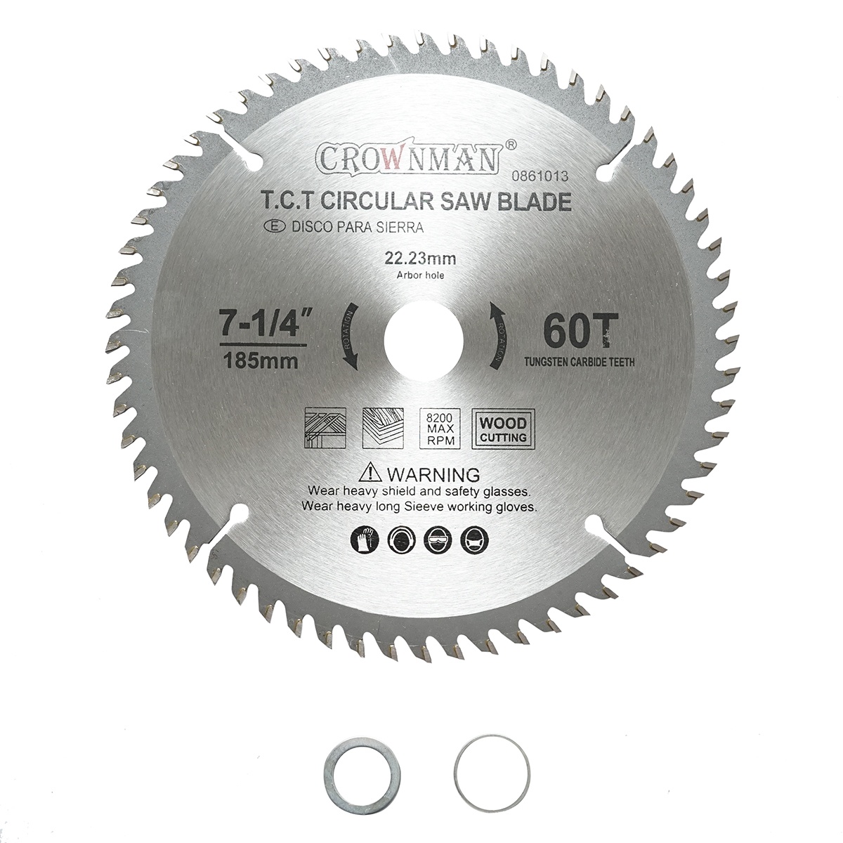 Disc circular vidia pentru lemn 185x22.23mm, viteza max. 8200rpm, 60 dinti , Cod: DISPT31, Marca: CROWNMAN