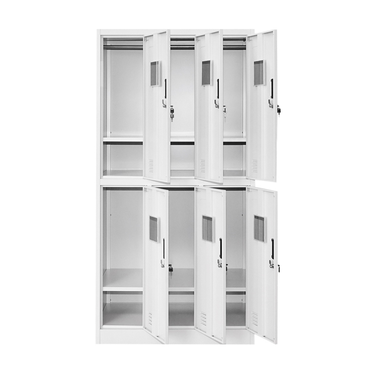 Dulap metalic tip vestiar cusetat 1800x900x450mm 3x2 cu 6 usi securizate, gri, Cod: BK92944, Brand: BRECKNER GERMANY - 1 | YEO