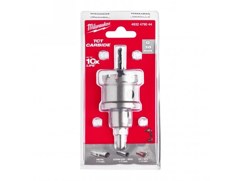 Ferăstrău de găuri MILWAUKEE TCT 38 mm cu mâner cu 3 fețe inox