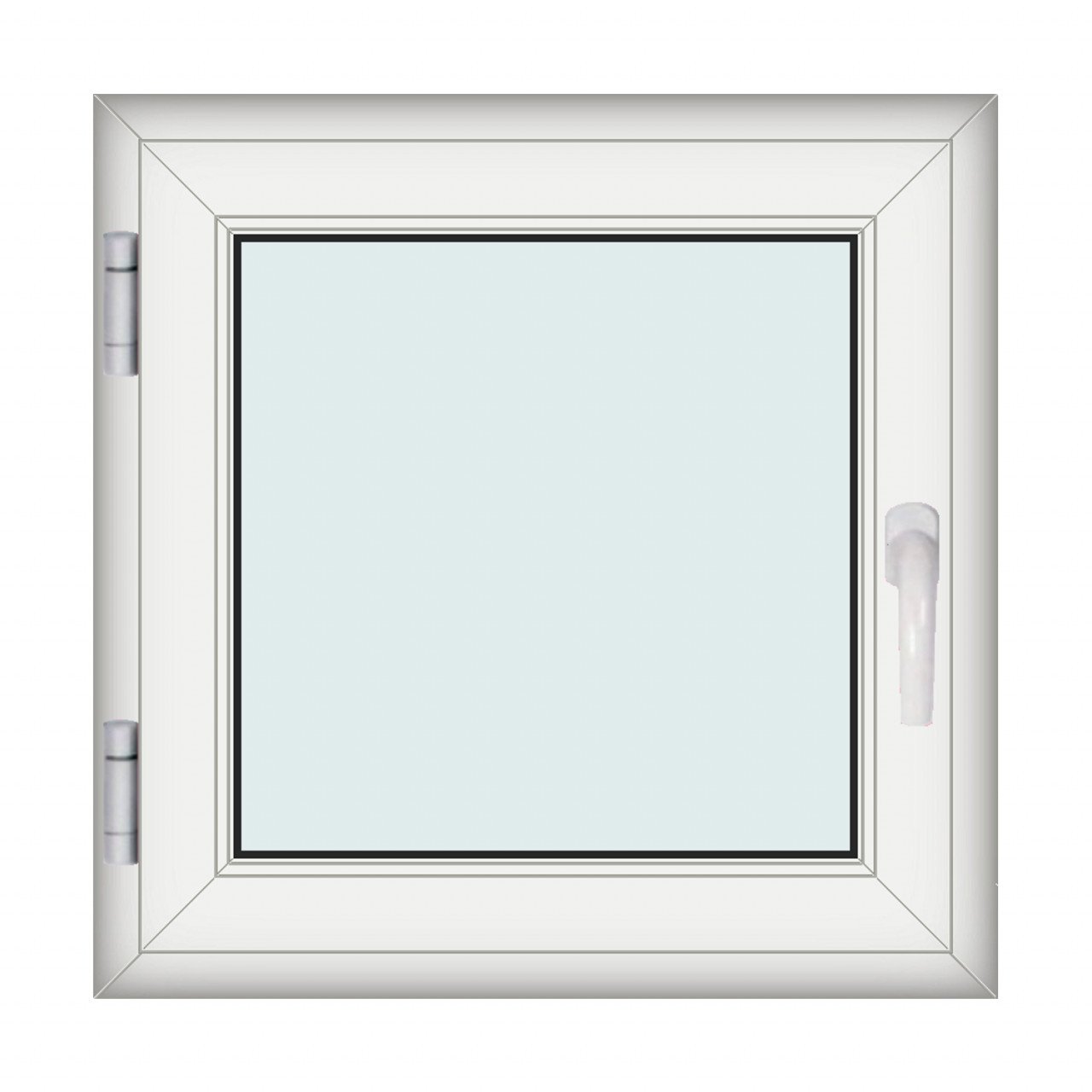 Fereastra 80x80cm, 1 canat, alb, stanga si rabatare, Eurotech, 8.1cm, 6 camere, 3 garnituri