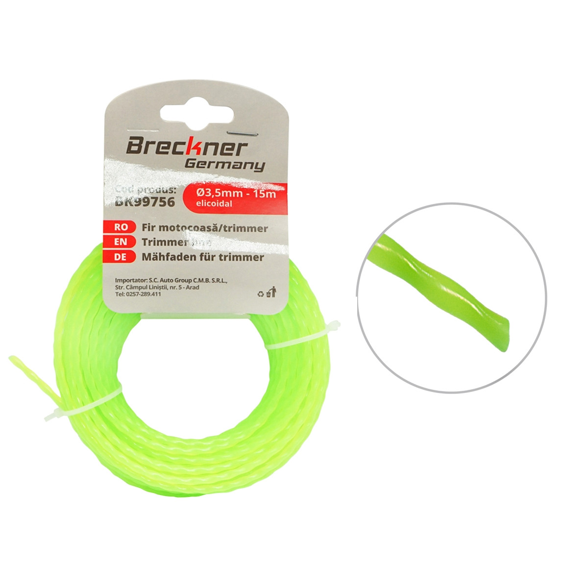 Fir elicoidal pentru motocoasa 3.5mm x 15m, Cod: BK99756, Brand: BRECKNER GERMANY