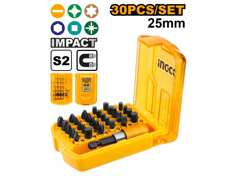 INGCO Set de vârfuri de impact 25 mm 30 bucăți S2