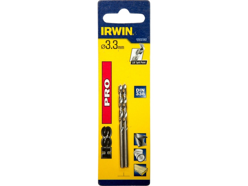 IRWIN Burghiu spiralat 3,3 x 65/36 mm HSS PRO cilindric (2 buc)