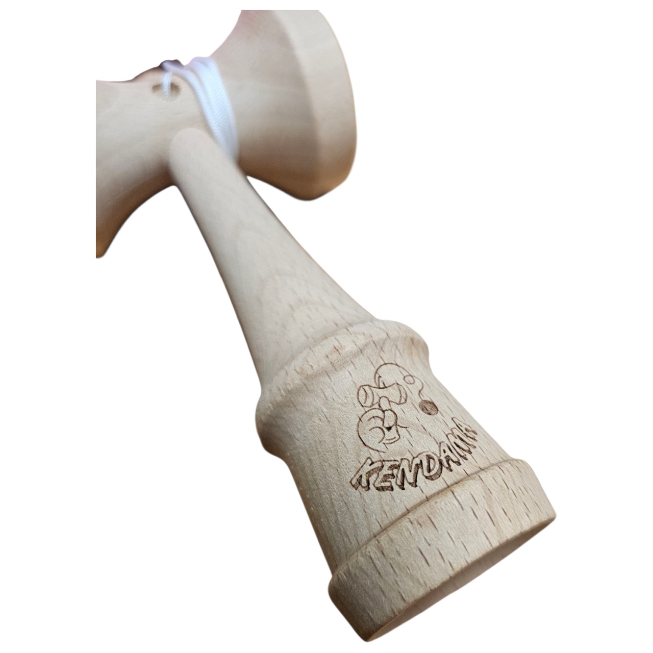 Kendama Grip din Lemn – 18 cm, Bilă Cauciucată Antiderapantă, Model Colorat Degradé - partea superioara Blue Ciel