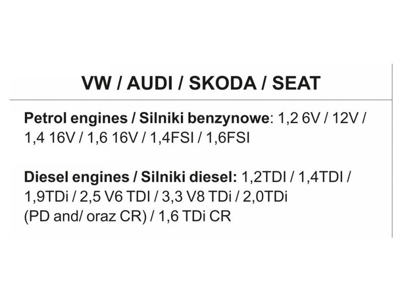 Kit de fixare comenzi YATO 34 piese (Diesel și benzină) Audi Seat Skoda VW