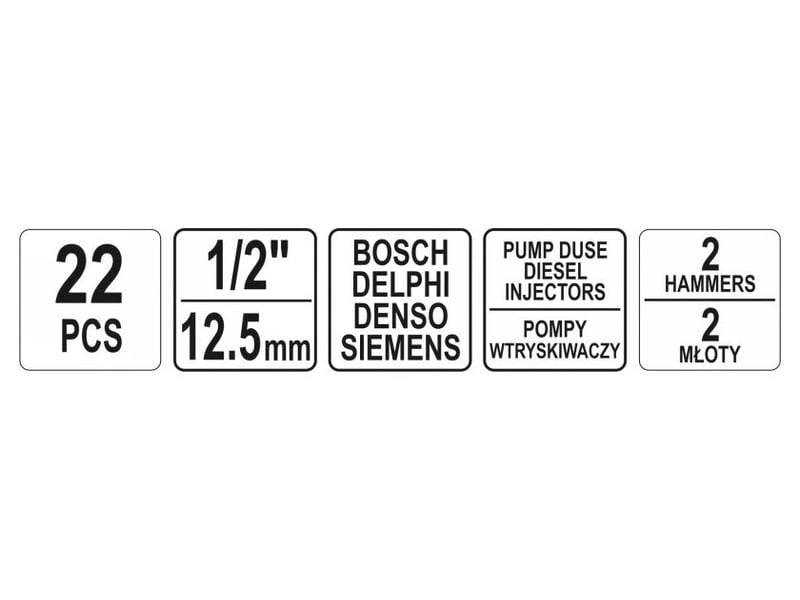 Kit de îndepărtare a injectoarelor diesel YATO 22 piese 1/2"