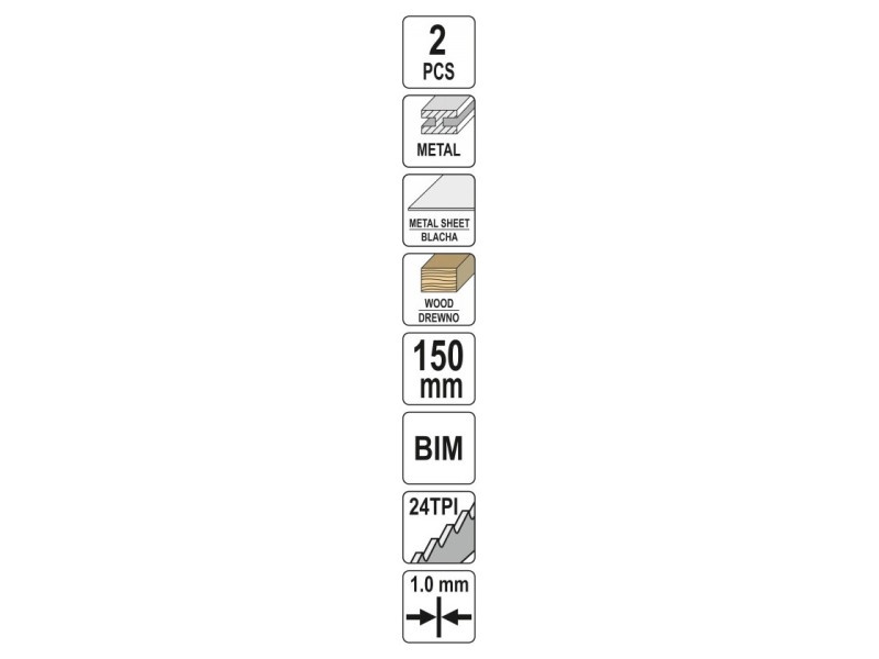 Lamă de ferăstrău YATO Saber 150 mm/24TPI bimetal (2 bucăți)